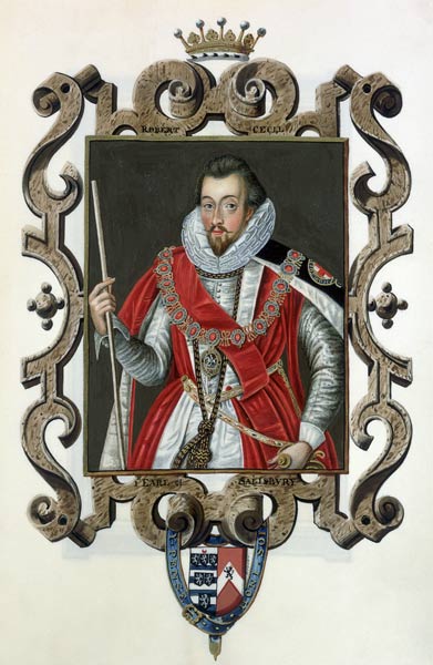 Portrait of Robert Cecil (1563-1612) 1st Earl of Salisbury from 'Memoirs of the Court of Queen Eliza from Sarah Countess of Essex
