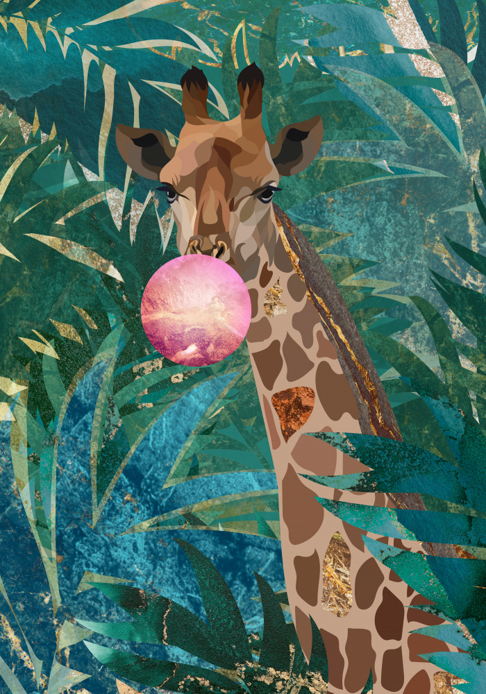 Bubblegum giraffe in the jungle from Sarah Manovski