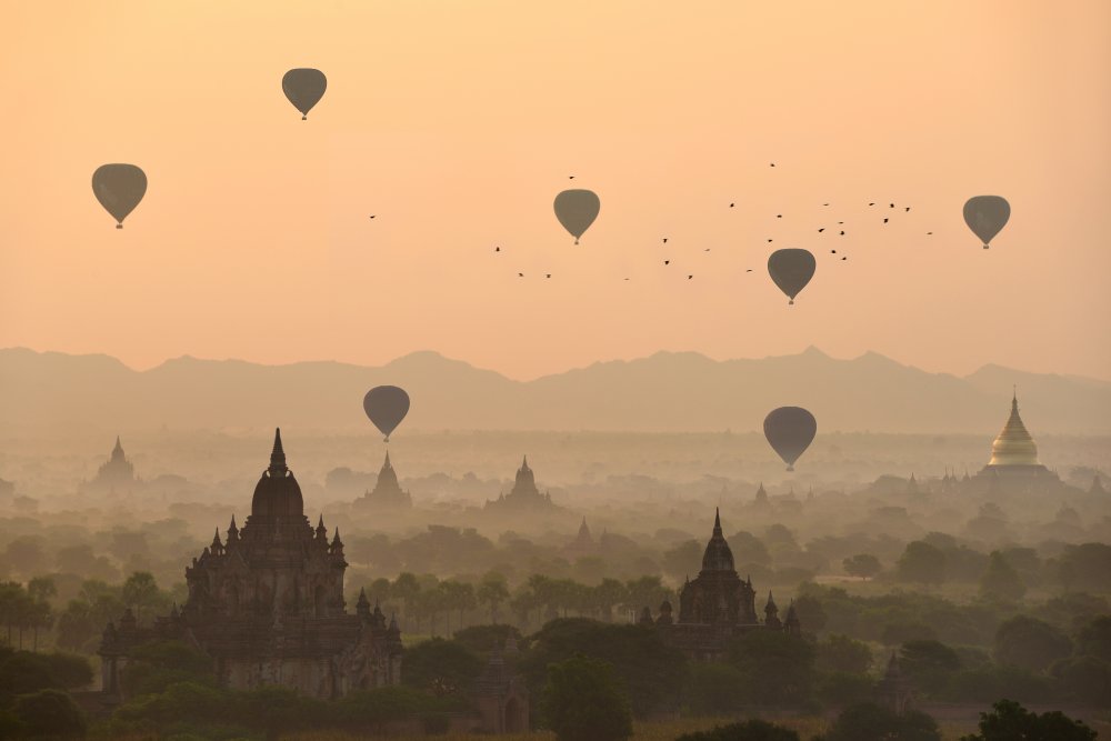 Bagan, balloons flying over ancient temples from Sarawut Intarob