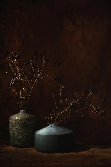 Still life with black berries