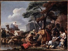 Jacob burying the strange gods under the oak by Shechem