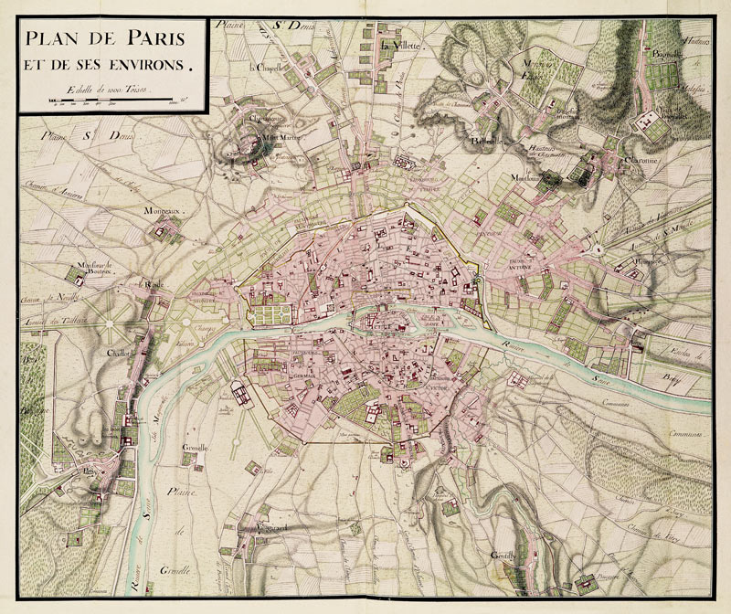 Map of Paris and its Surroundings, from ''Oisivetes'' from Sebastien Le Prestre de Vauban