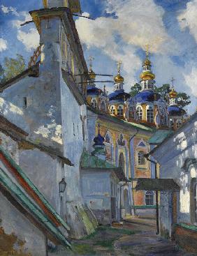 View of the Pskovo-Pechersky Monastery