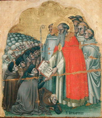St. Bernard Tolomeo (1272-1348) giving the Rule to his Order (tempera on canvas) from Simone dei Crocifissi