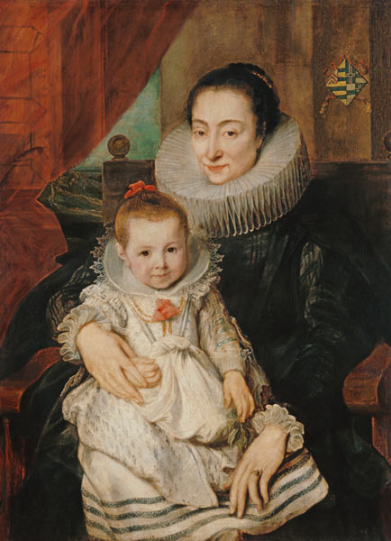 Portrait the Marie Clarisse, wife of the Jan Woverius with her child. from Sir Anthonis van Dyck