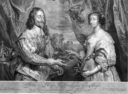 Charles I (1600-49) and Henrietta Maria (1609-69) engraved by George Vertue (1684-1756) after a pain from Sir Anthonis van Dyck