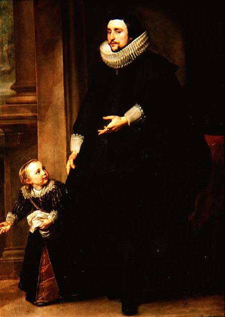 Portrait of a Nobleman and his Child or Portrait of the Brother of Rubens from Sir Anthonis van Dyck