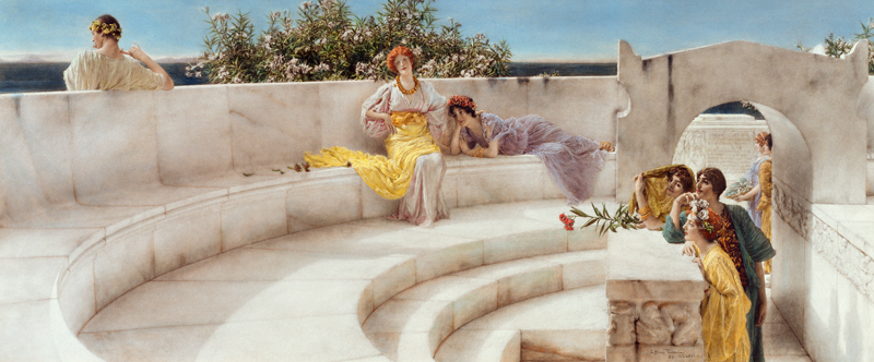 Under the roof of the blue ionic weather from Sir Lawrence Alma-Tadema