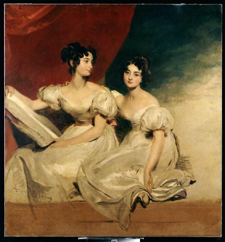 Doppelbildnis der Fullerton Schwestern in weißen Kleidern. from Sir Thomas Lawrence