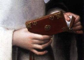 Portrait of the Artist's Sister in the Garb of a Nun, detail of her prayer book