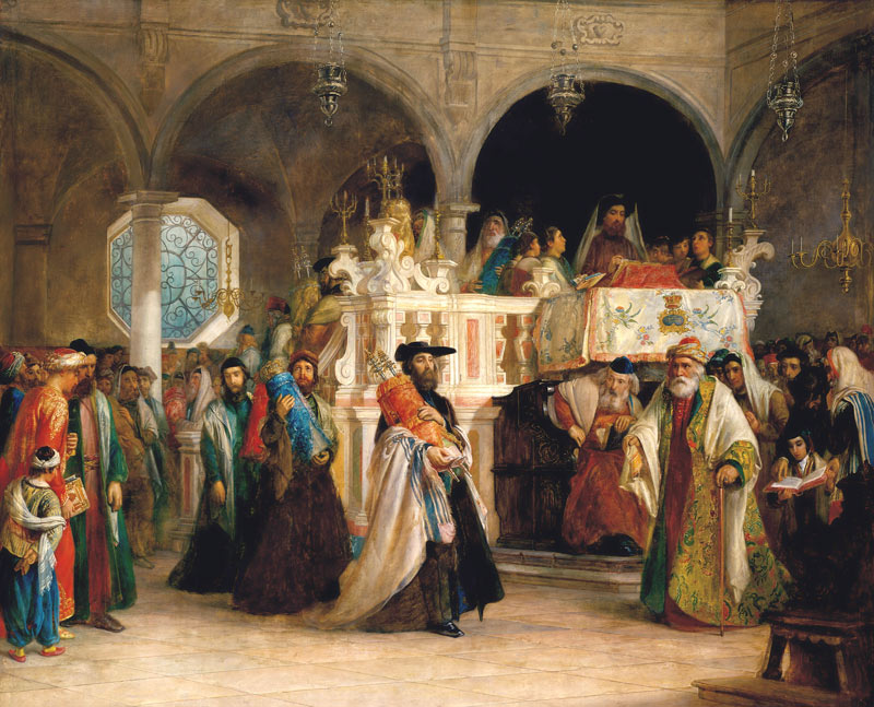 The Feast of the Rejoicing of the Torah at the Synagogue in Leghorn, Italy from Solomon Alexander Hart