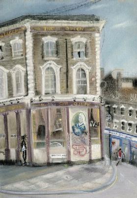 ''The Queen'' pub, Bellefields Road (pastel on paper) 
