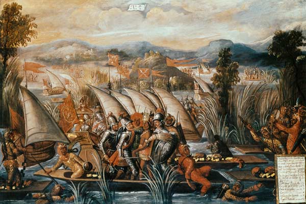 The Capture of Guatemoc (c.1495-1522), the last Aztec Emperor of Mexico from Spanish School