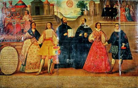 Double wedding between two Inca women and two Spaniards in 1558 from Spanish School