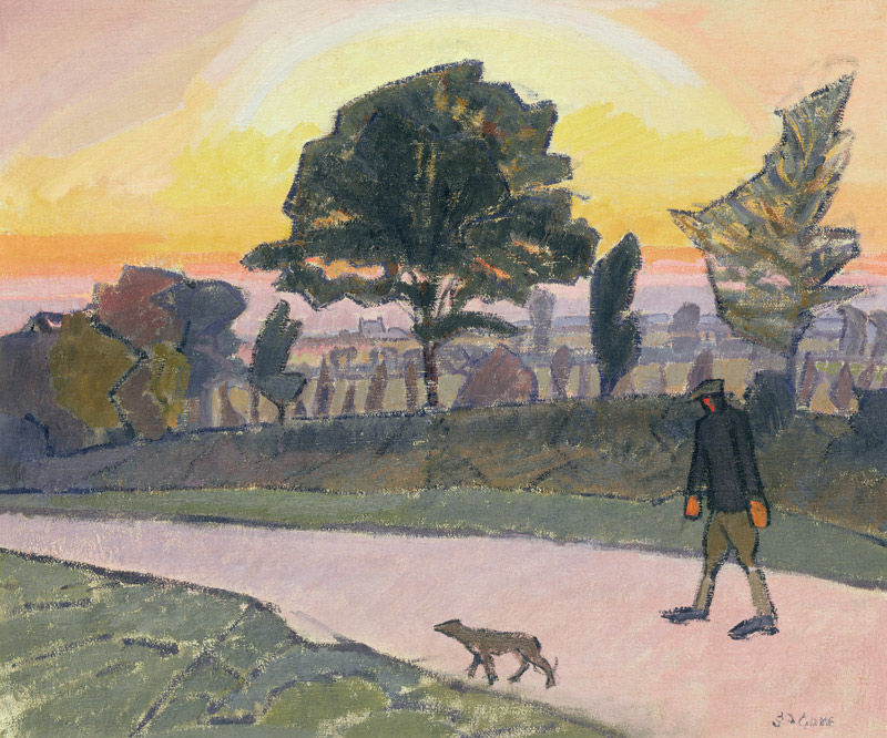 Sunset, Letchworth, with Man and Dog from Spencer Frederick Gore