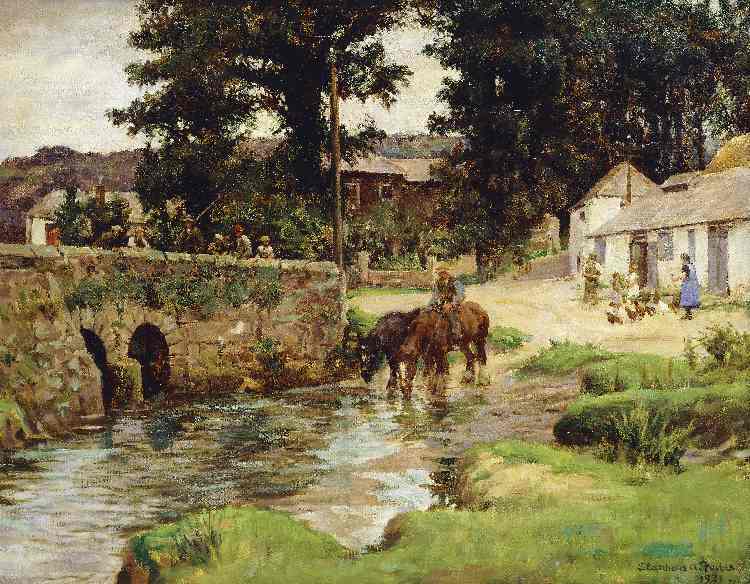 Tränken der Pferde an Dorfbach (Watering the Horses in the Village Stream) from Stanhope Alexander Forbes