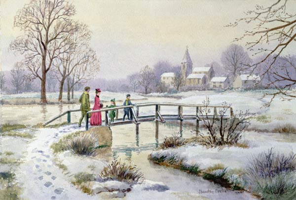 Footbridge in Winter (w/c on paper)  from Stanley  Cooke