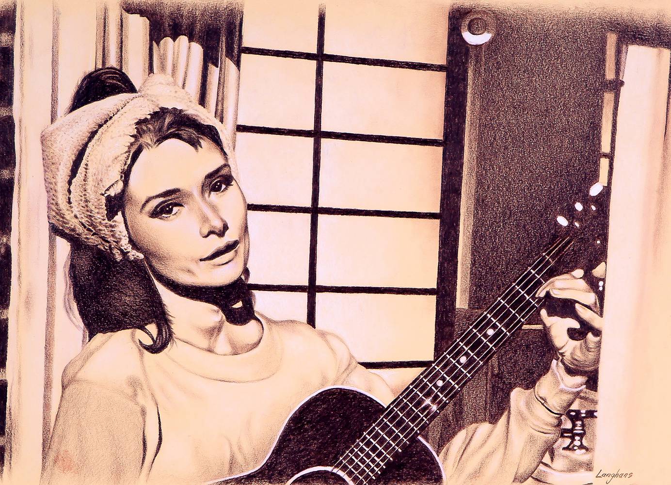 Audrey Hepburn plays the guitar from Stephen Langhans