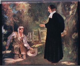 Bishop Ken and the beggar (colour litho)