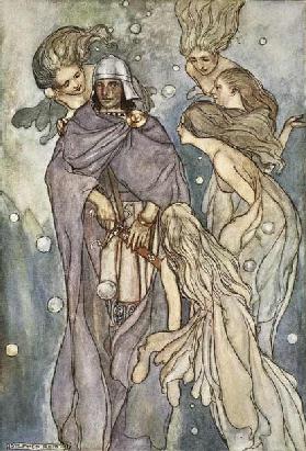 There dwelt the red-haired ocean-nymphs, illustration from The High Deeds of Finn, and other Bardic 