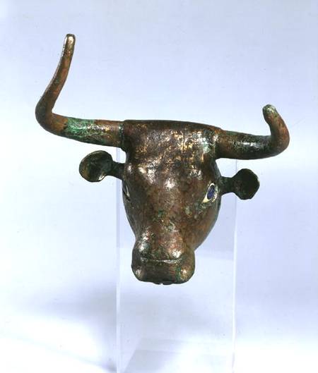 Head of a bull, with Royal inscription, - Sumerian as art print or hand ...