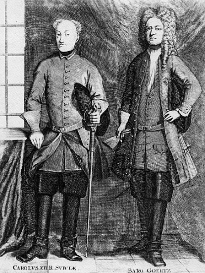 Charles XII of Sweden with his advisor Baron Gortz from Swedish School