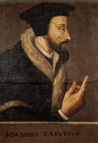 Portrait of John Calvin (1509-64) French theologian and reformer from Swiss School