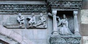 The dead leaving their tombs as an angel blows a trumpet, detail from the St. Gallus Doorway on the