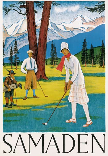 Poster advertising Samaden in Switzerland from Swiss School, (20th century)