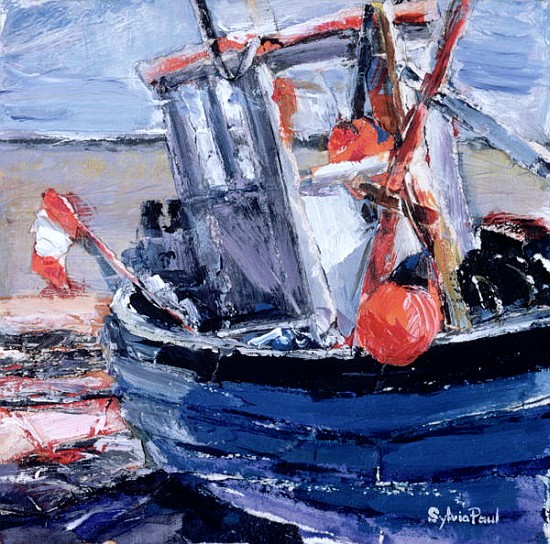 Boat with Red Buoy (mixed media and collage on paper)  from Sylvia  Paul