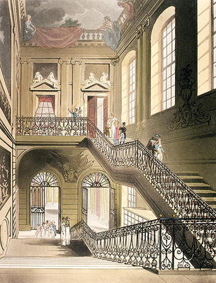 The Hall and Staircase from the British Museum from Ackermann's 'Microcosm of London' from T. Rowlandson