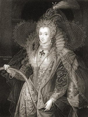 Queen Elizabeth I (1533-1603), from 'Lodge's British Portraits', 1823 (engraving) from Taddeo Zuccari