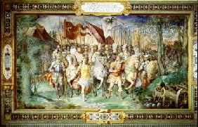 Charles V (1500-58) Alessandro (1546-92) and Ottaviano Farnese Leading the Army Against the Landgrav