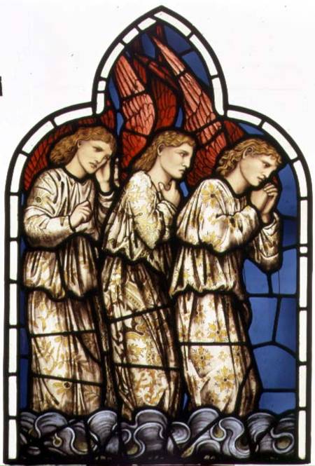 Three Angels, stained glass window removed from the east window of St. James' Church, Brighouse, Wes from The William Morris factory