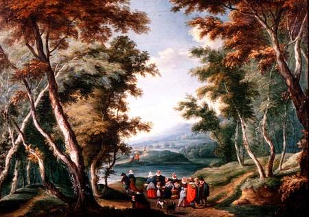 Wooded Landscape with Fruit Sellers and other Figures from Theobald Michau