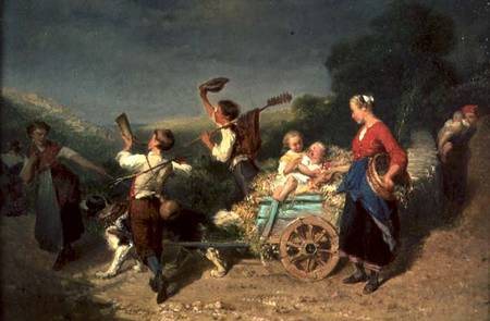 Children with a dog cart from Théodore Gérard