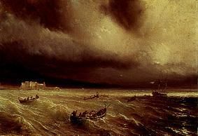 Sea storm in the bay of Naples from Théodore Gudin