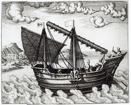 A Chinese Junk, illustration from ''Jan Huyghen van Linschoten, His Discourse of Voyages into the Ea from the Younger Doetechum Johannes Baptista van