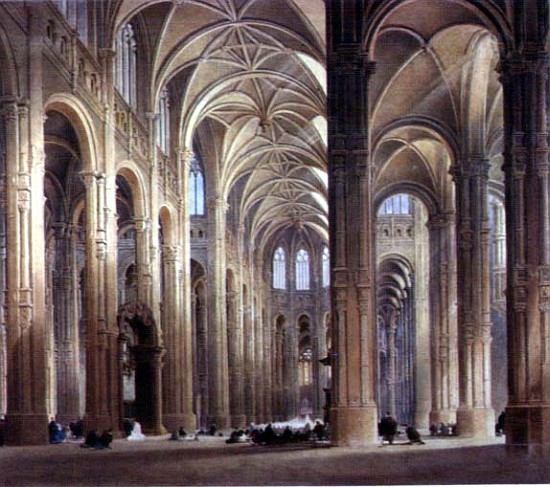 The Interior of St. Eustache, Paris, 19th century from Thomas Allom