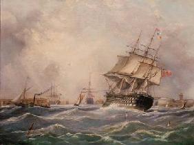 British Warship off Portsmouth