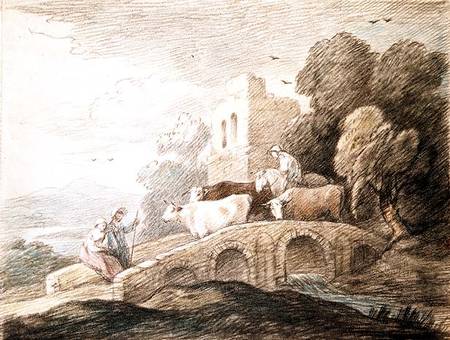 A bridge with cattle passing over from Thomas Gainsborough