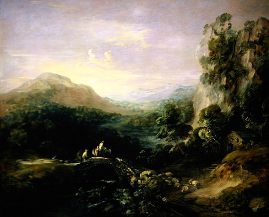 Landscape with travellers on a bridge from Thomas Gainsborough