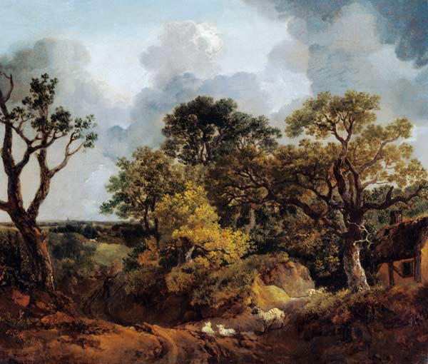 Woodland landscape with way and sheep from Thomas Gainsborough