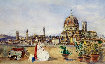 Auf einer Terrasse  mit Blick über Florenz.
