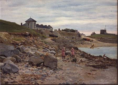 Kingsland, Cornwall, with two girls on a beach from Thomas J. Purchas