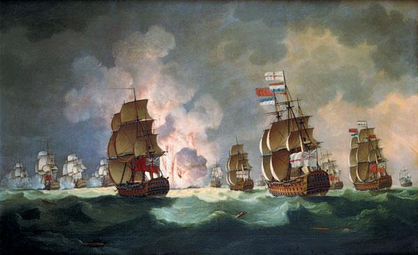 Nightly naval battle at piece of Vincent (on January 16th, 1780)
