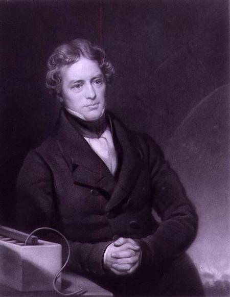 Portrait of Michael Faraday (1791-1867) engraved by Henry Cousins (d.1864) from Thomas Phillips
