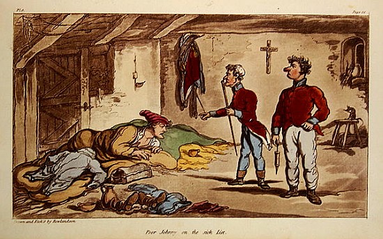 Poor Johnny on the sick list, pl.9 from the book ''The Military Adventures of Johnny Newcome'', Patr from Thomas Rowlandson