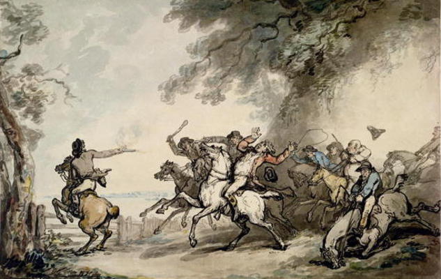 The Chase of the Highwayman, c.1790 (pen, ink, w/c and pencil on paper) from Thomas Rowlandson