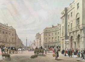 Regent Street, Looking Towards the Duke of York's Column, from 'London As It Is', engraved and pub.